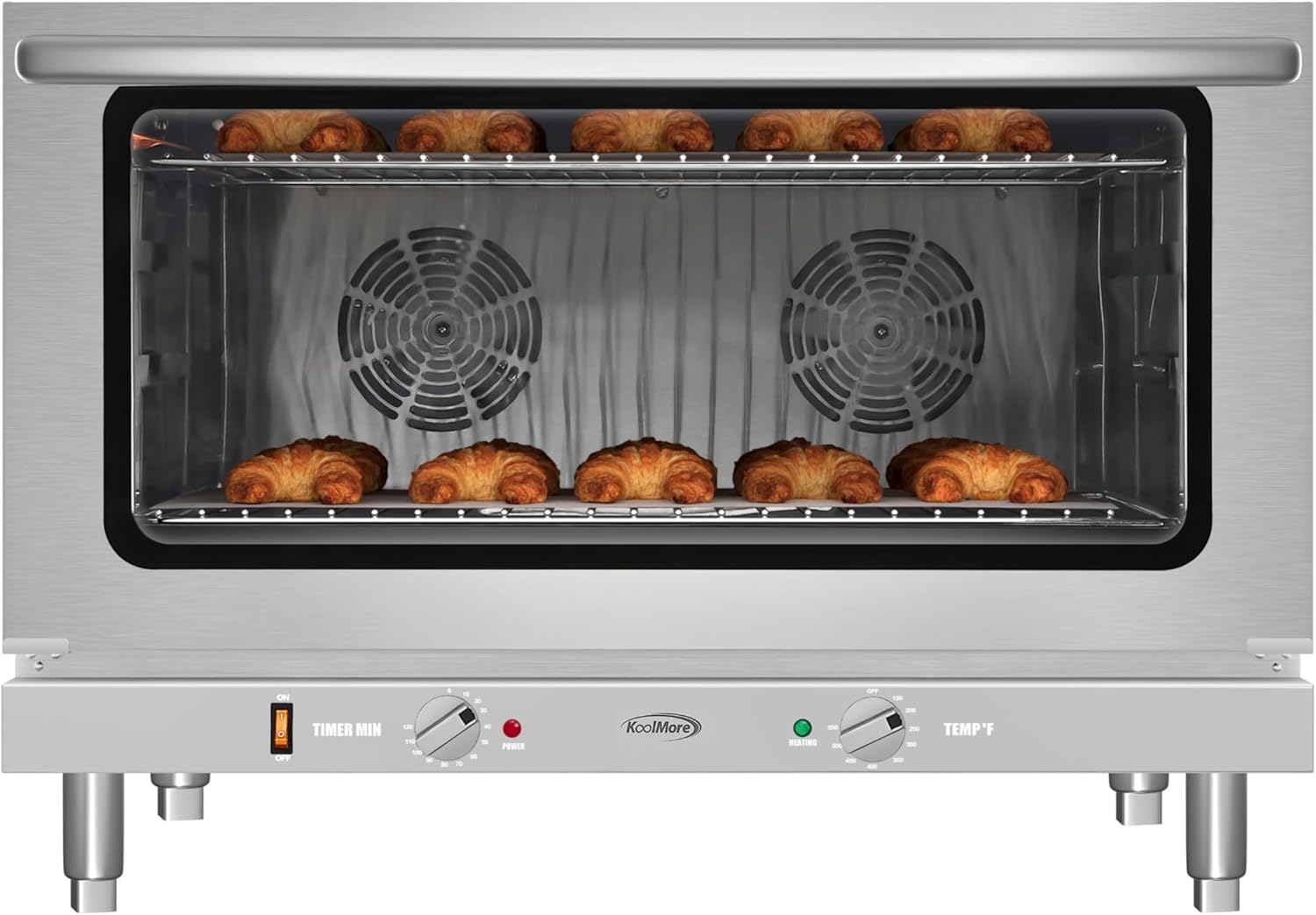 KoolMore 32 in. Commercial Countertop Convection Oven, Holds Full Size Pans, 4 Racks and 3500W of Power, 240V in Stainless-Steel, ETL Listed for Safety and Sanitation (KM-CTCO-44)