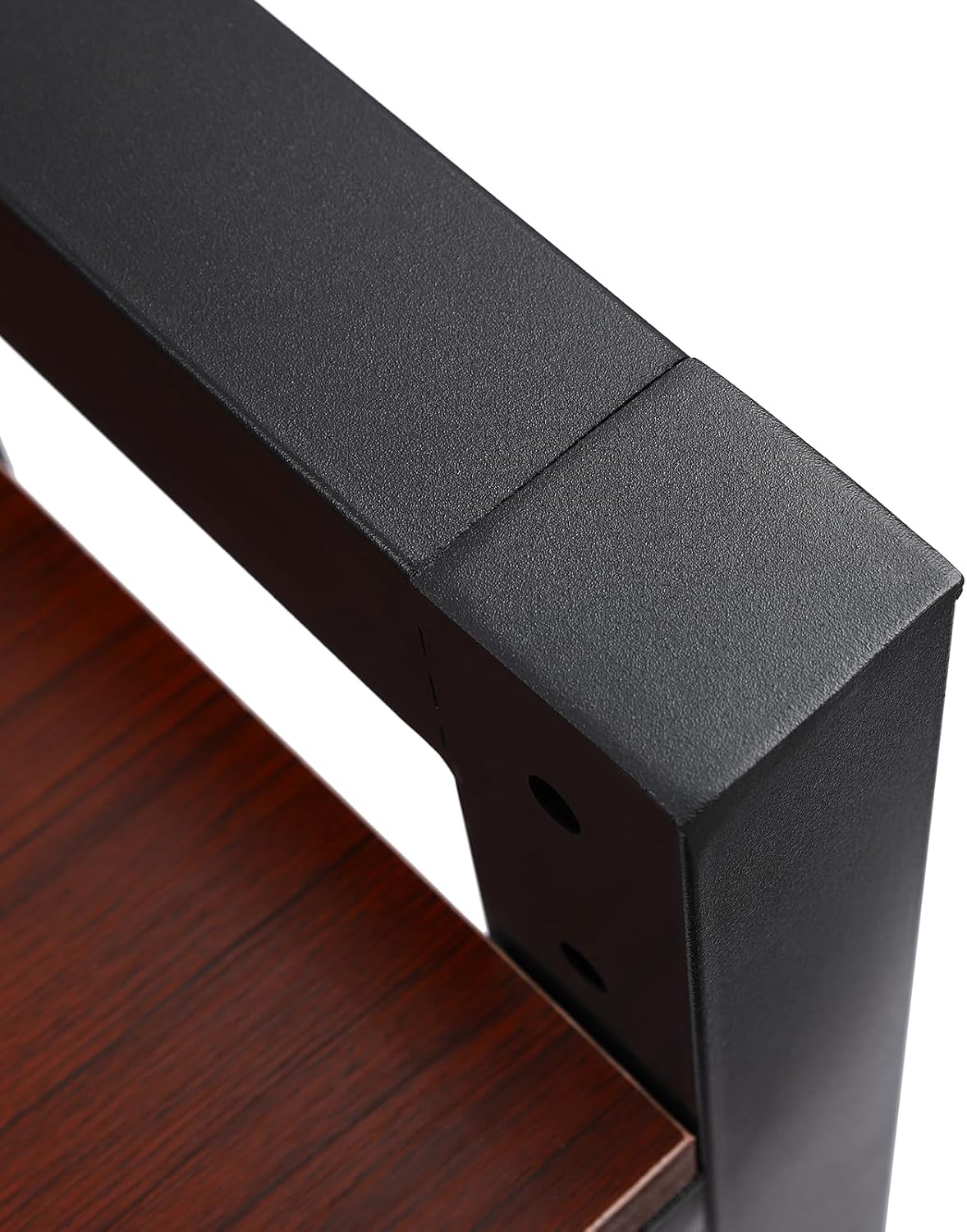 Portable Stacking Washer Dryer Stand, Laundry Room Organization and Storage with Guardrail, Floor Mount Space Saver Stackable Storage Shelf for Laundry Room Apartments (Black+Teak Color)