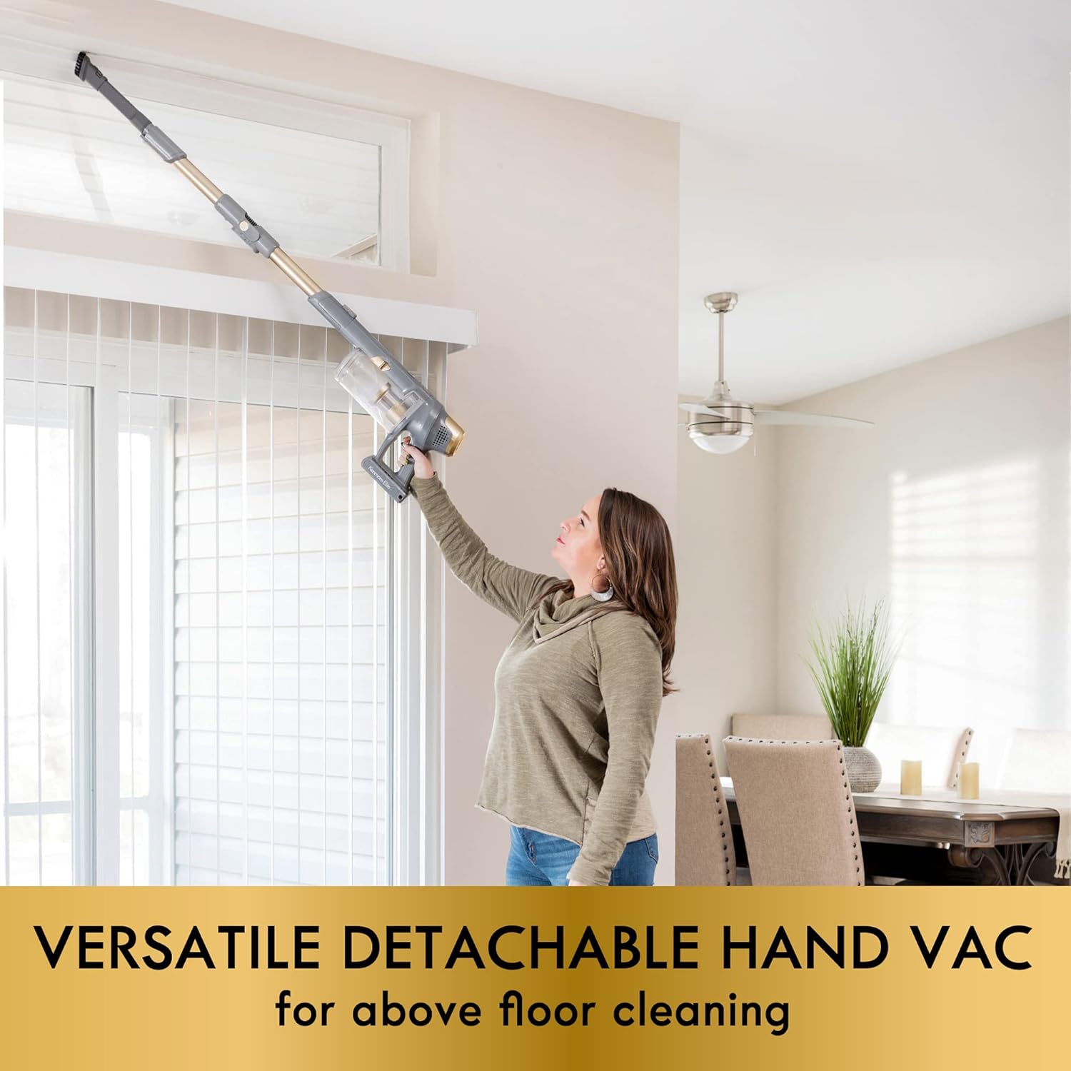 Kenmore DS4095 Brushless Cordless Stick Vacuum with EasyReach Wand, Lightweight Cleaner 2-Speed Power Control, LED Headlight, Converts to Handheld for Hardwood Floors, Carpet & Pet Hair,Gold