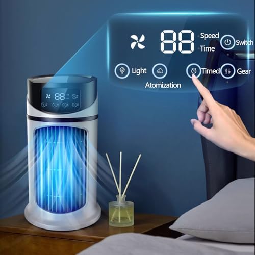 Desk Air Conditioner Small Quiet 6 Speeds Portable Air Conditioners with Timer Cooling Fans That Blow Cold Air for Bedroom Kitchen Office Camping