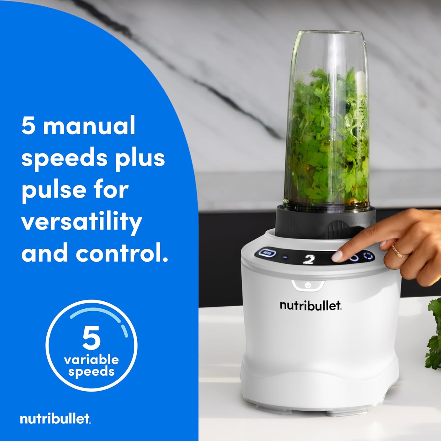 nutribullet® SmartSense Blender Combo, 1400W, 64oz Pitcher, 32oz & 24oz Cups, 5-Speed, Smoothies, Ice and Frozen Fruit, Nut Milk, Soup, Matte White, NBF50700AW