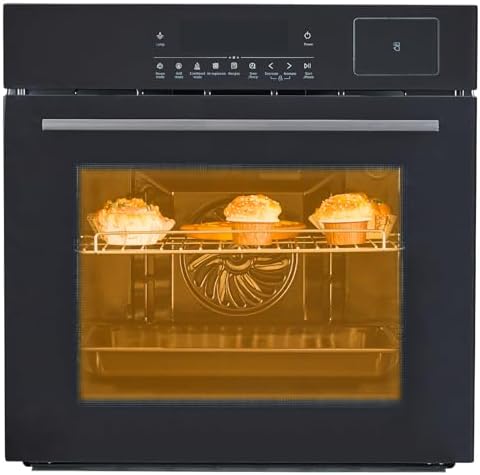 Wall Oven 24 Inch, 2.5 Cu.ft Built-in Single Convection Oven with Broil, Bake, Roast, LED Touch Control, Timer, Muti-Function Electric Wall Ovens for Kitchen Cabinetry, Black