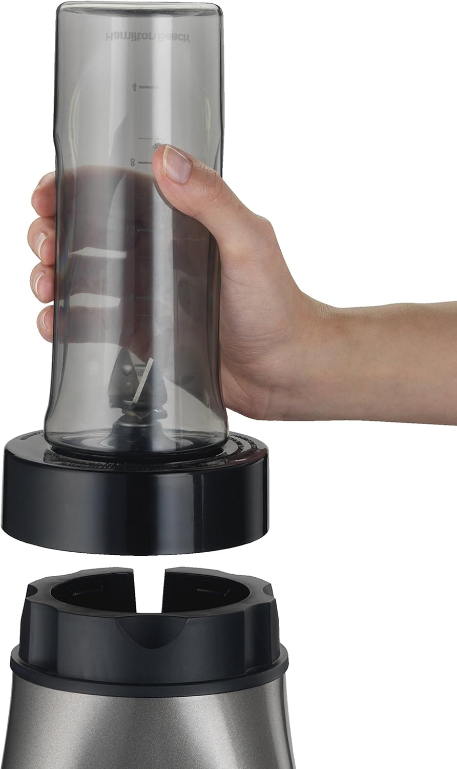 Hamilton Beach Blender with 40 oz Jar & 20 oz Single Serve Travel Jar, For Shakes & Smoothies, Bullet Blender, Gray (58161)