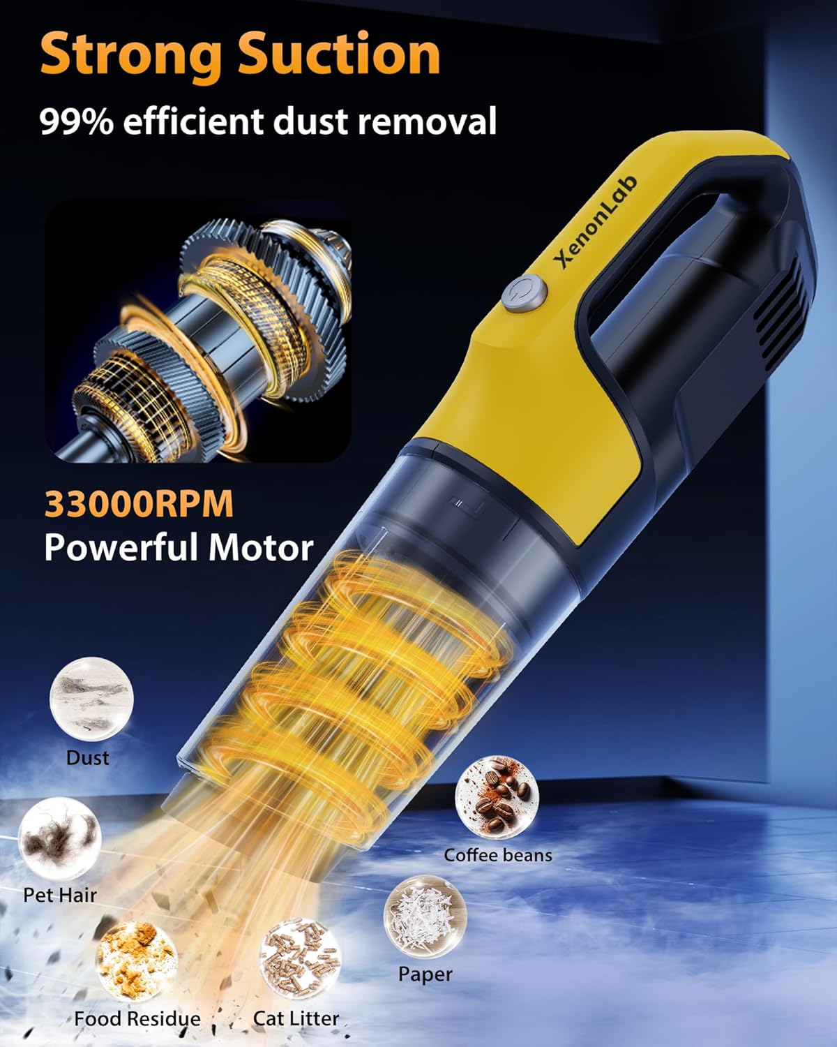 Handheld Vacuum Cordless 1.1 Pounds Car Vac 10000PA Hand Held Vacuums 4-in-1 Hand Vac Cordless Rechargeable HEPA Filter Large Capacity Dust Cup for Car Office Home Pets Hair (Buttercream)