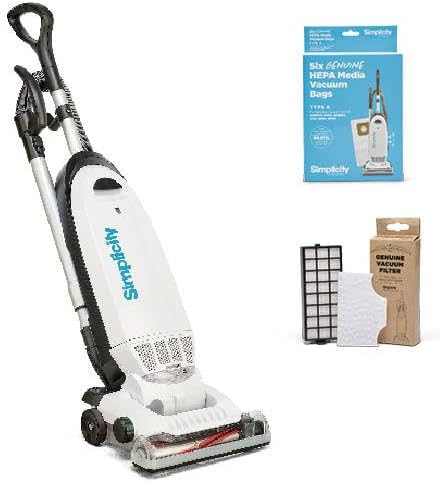 Simplicity Vacuums Allergy Upright Vacuum with Bags and Filter Set Bundle, Bagged Vacuum Cleaner with Certified Hepa Vacuum for Pet Hair, S20EZM