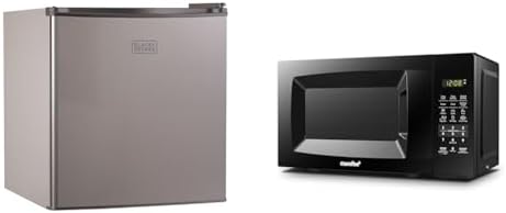BLACK+DECKER BCRK17V Compact Refrigerator Energy Star Single Door Mini Fridge with Freezer & COMFEE' EM720CPL-PMB Countertop Microwave Oven with Sound On/Off, ECO Mode