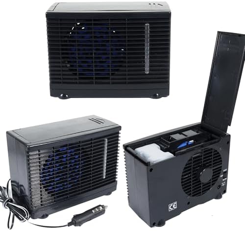 Unifizz 12V Portable Mini Car Air Conditioner Cooler Fan Evaporative Cooling Water Ice Universal Personal Black