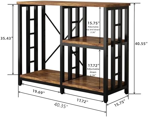 4-Tier Kitchen Baker's Rack, Mini Fridge & Microwave Oven Stand Table, 5 Tiers Coffee Bar Table, 20-29-37 Gallon Fish Tank Stand, Kitchen Organizer Shelf for Spices/Utensils Foods（Rustic Brown）