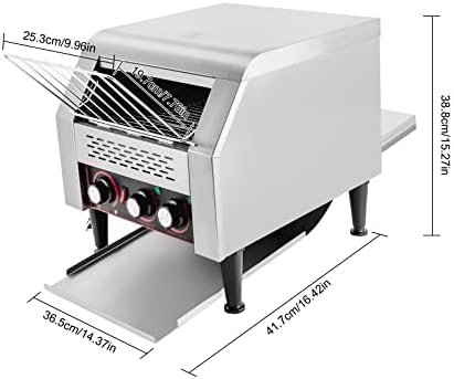 Countertop Conveyor Toaster Oven Restaurant Heavy Duty Industrial Toaster Oven Stainless Steel Tray Toaster Commercial Bread Bagel Toaster 300PCS 2200W