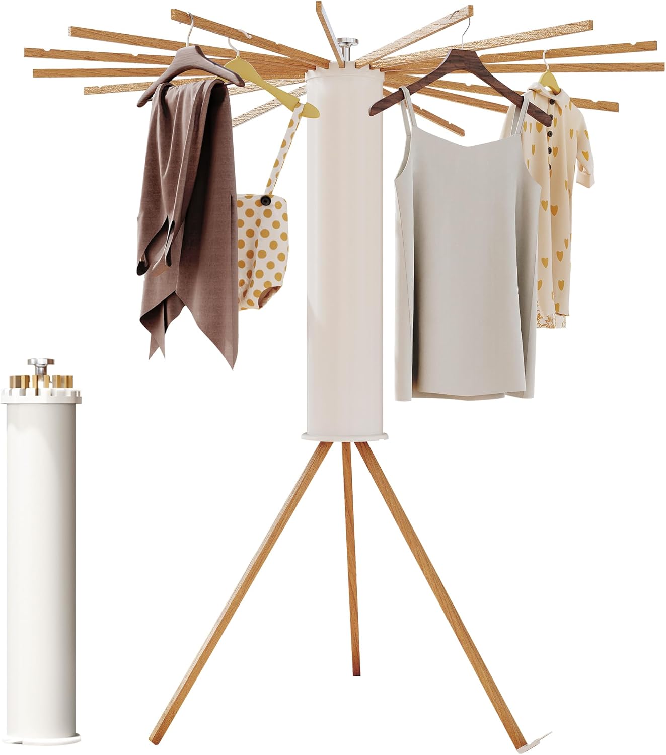 Clothes Drying Rack Foldable,Laundry Drying Rack,Drying Rack Clothing(16 Wood Poles),Clothes Hanger Rack,Laundry Rack Folding,Collapsible,Retractable