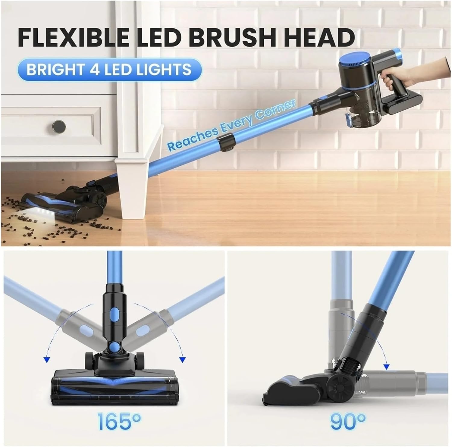 Cordless Vacuum Cleaner Lightweight Stick Vacuum with Powerful Suction 2200mAh 40 Mins Runtime for Home Cleaning Compatible with INSE N8(N8 Glod)