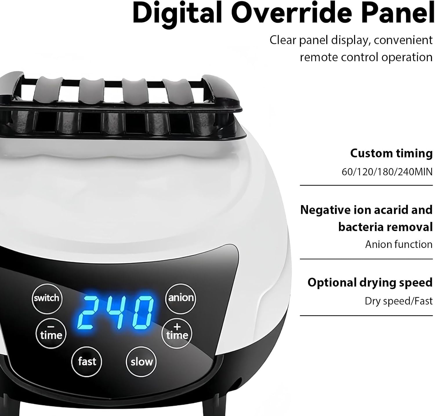 Portable Electric Clothes Dryer, 4-Level Timer with Remote Control, LED Display & Silent Operation for Indoor Home Laundry