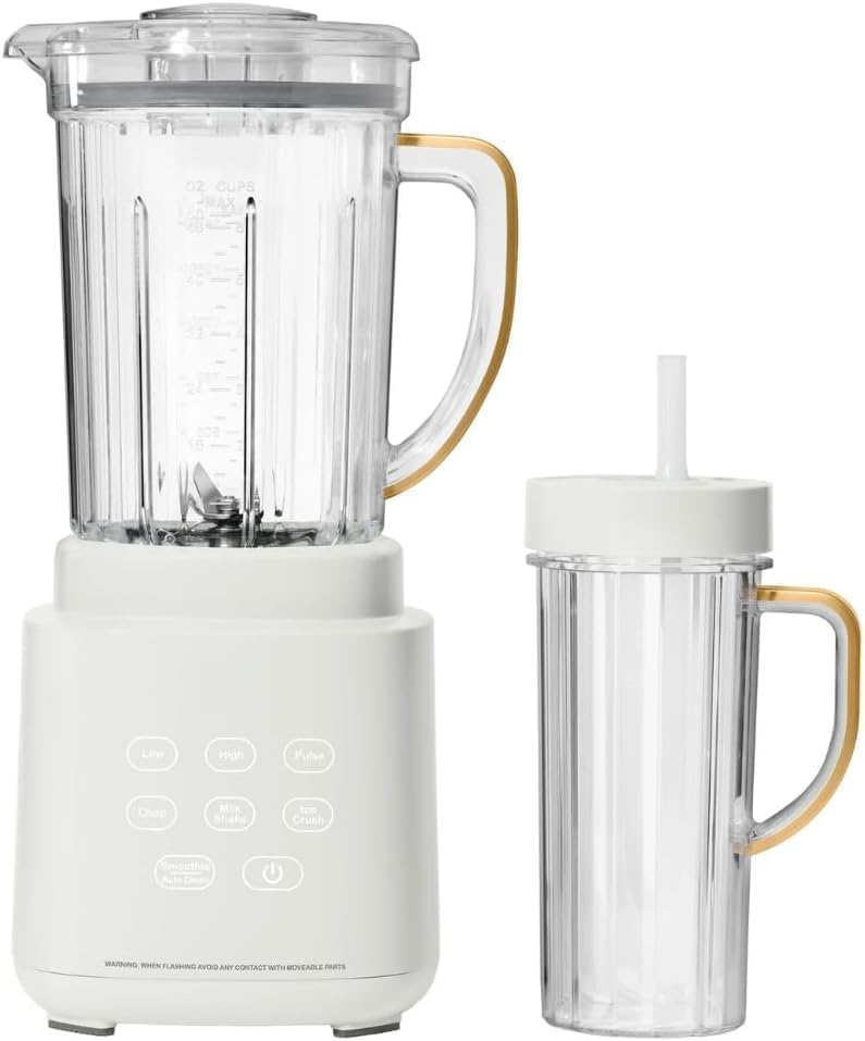 PowerExact Blender System with PrecisionSense Technology, 700W Motor, 50oz Tritan Jar, 20oz Personal Cup, Stainless Steel Blades (White Icing)