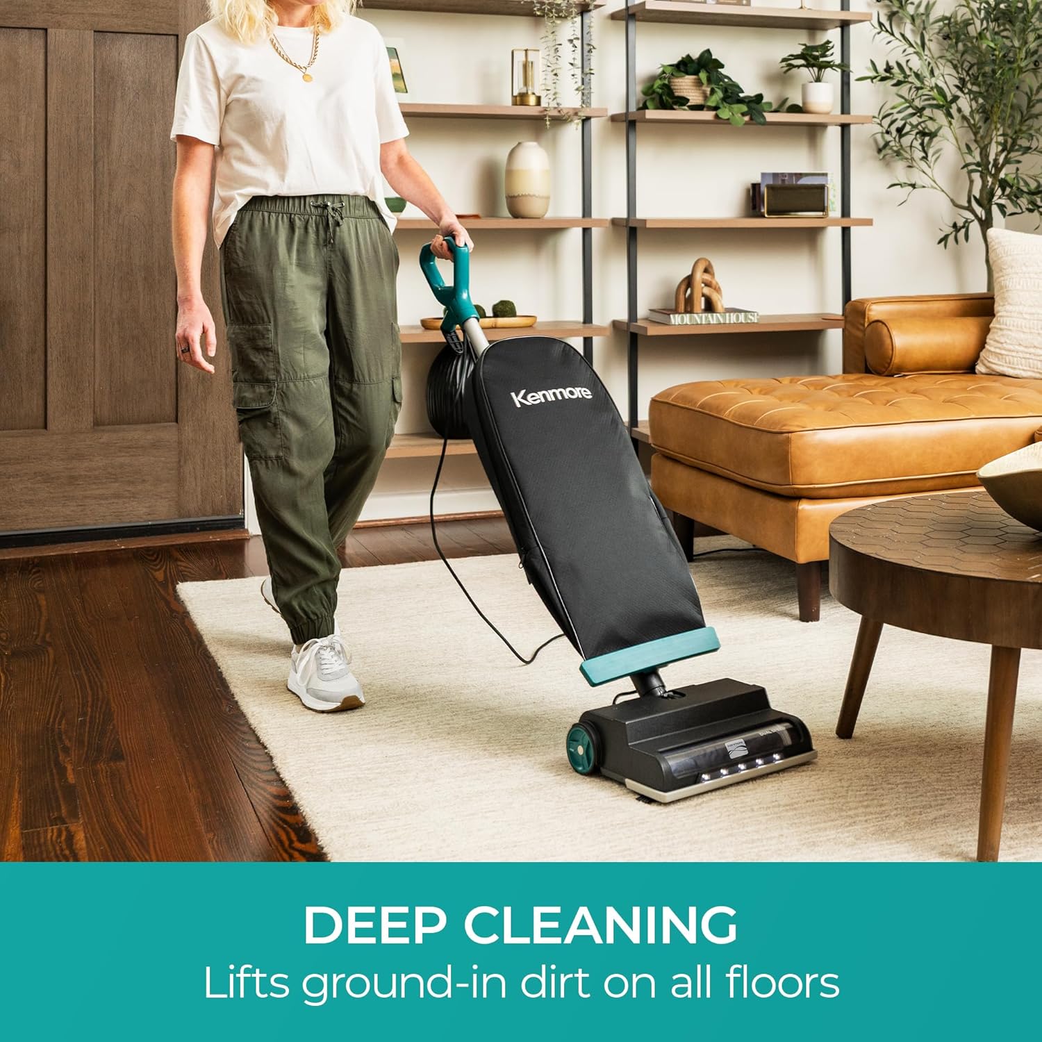 Kenmore BU1001 B200 Series Commercial Grade Vacuum Cleaner Lightweight 14L Capacity Bagged Upright Vac with LED Headlight and 2-Speed Setting Powerful Suction for Pets, Carpets & Hard Floor