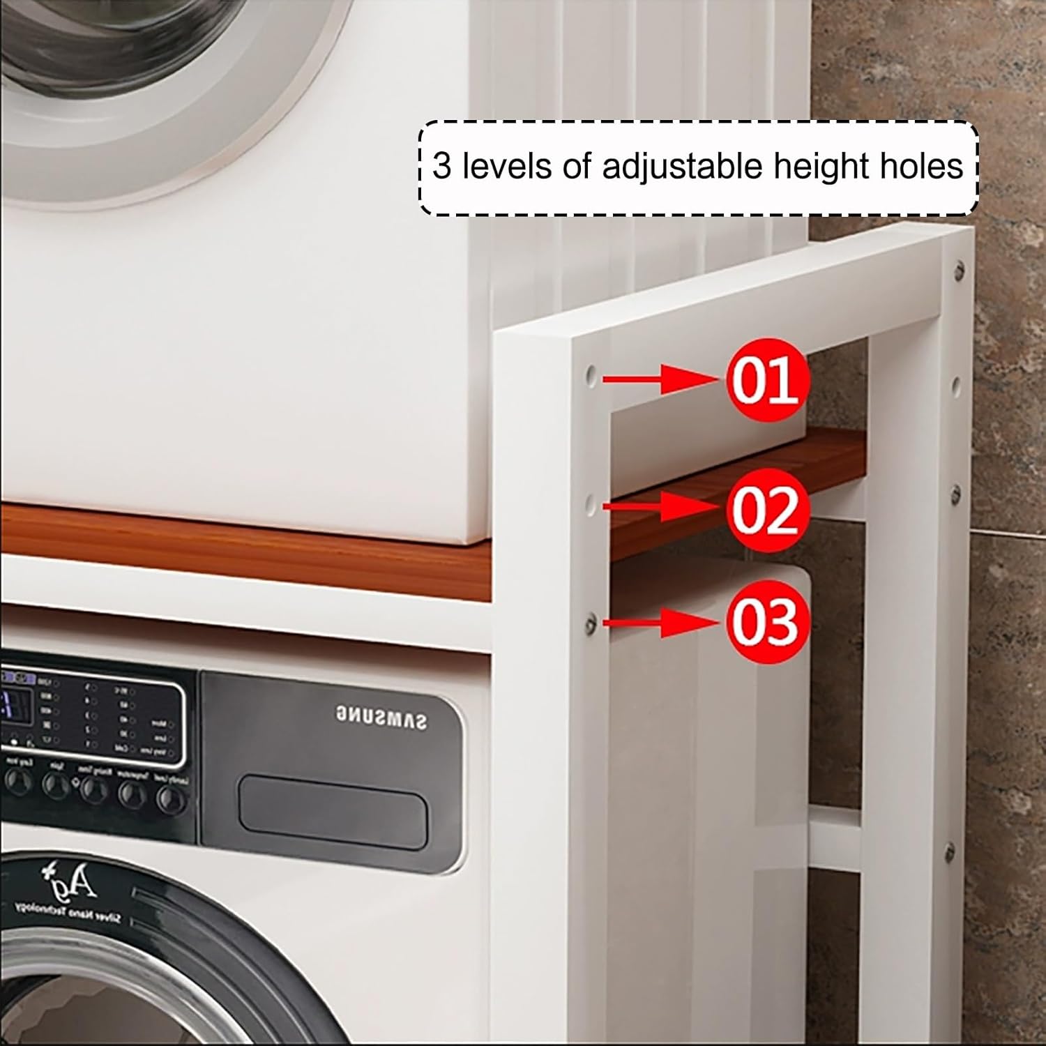 Dryer Stand Height Adjustable Portable Stacking Kit for Washing Machine Tumble Dryer Storage Rack Over Washing Machine Storage Unit Washing Machine Shelf Thickened Wave Wheel Washing Machine Top(Black