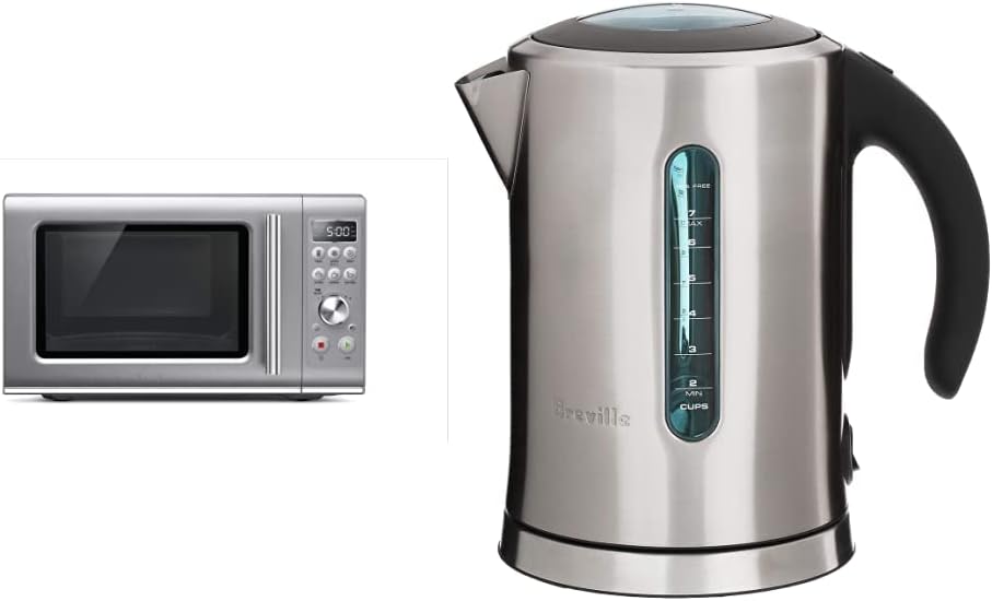 Breville Countertop Compact Wave Soft-Close Microwave Oven with Pure Countertop Electric Kettle