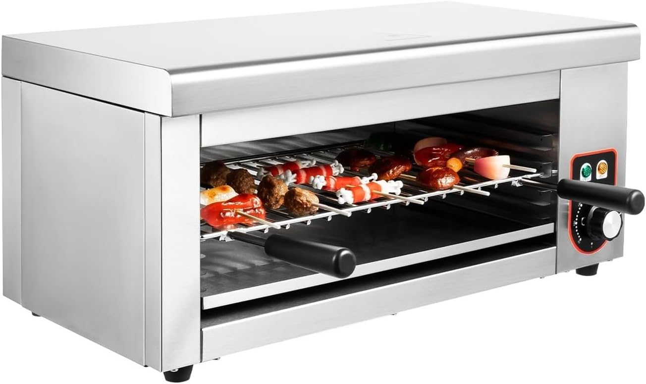 1500W Tabletop Infrared Grill with 122-572°F Temp Control - Electric Steak Broiler for Burgers Pizza - Adjustable Height Grill in Stainless Steel