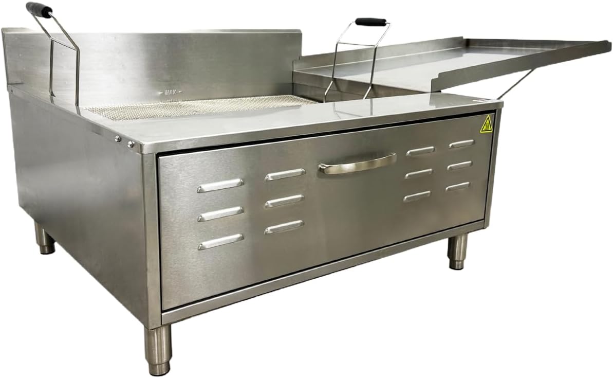Commercial Gas Flat Bottom Fryer, 75000 BTU, 29x21 inch Tank, Stainless Steel, NSF ETL Listed CTF-3R