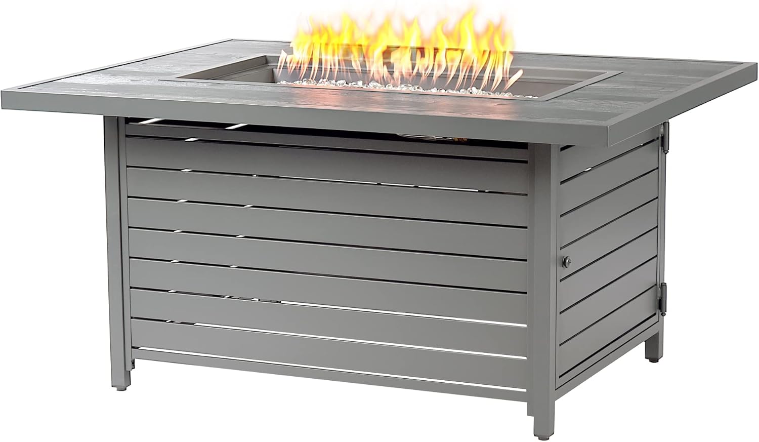 Oakland Living Rectangular 48 in. x 36 in. Aluminum Propane Fire Pit Table, Glass Beads, Two Covers, Lid, 57,000 BTUs in Grey Finish