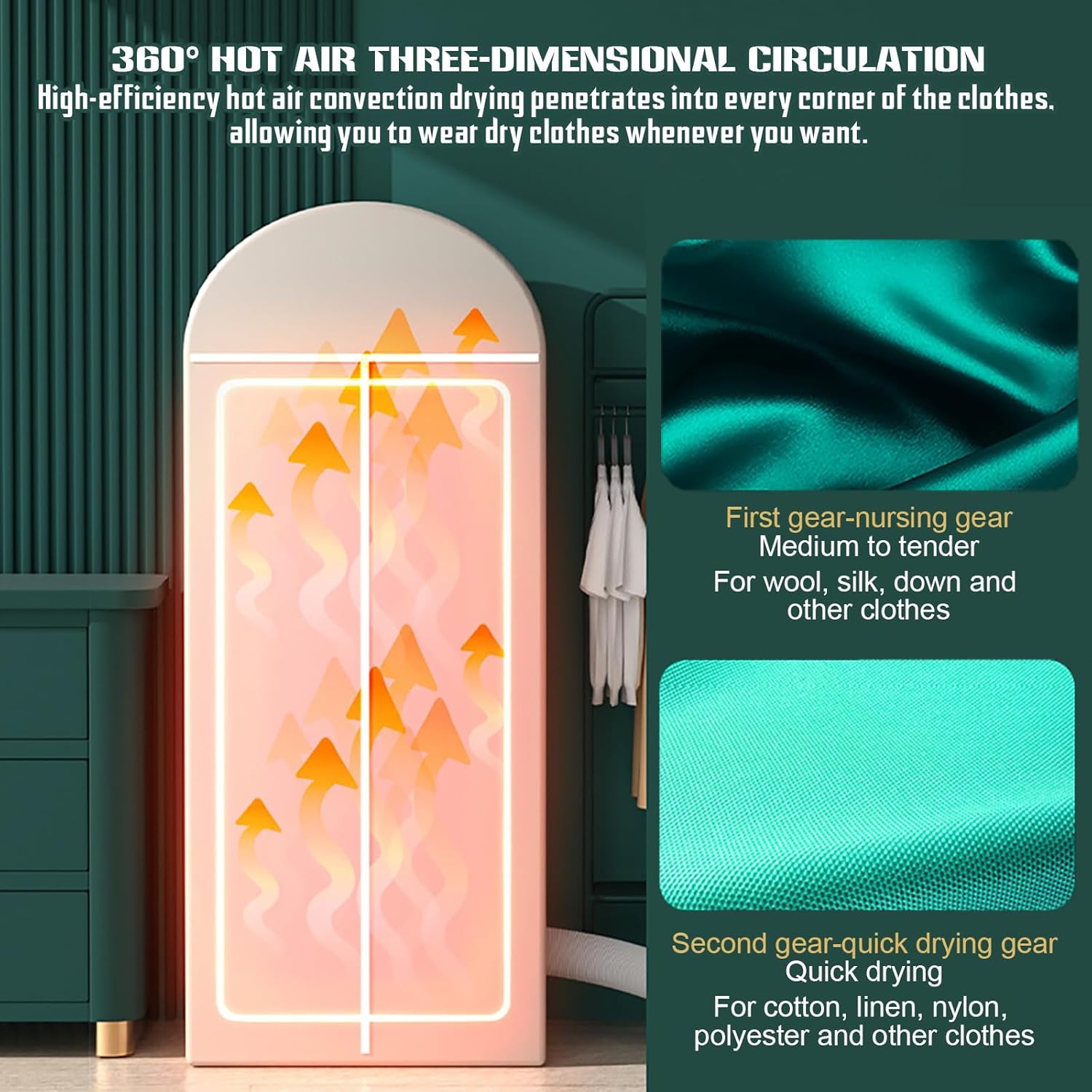 Portable Clothes Dryer, Drying Machine, Compact Dryer Machine, Dryer Low Noise and High Safety, Waterproof Cloth Cover, Drying Rack for Underwear, Baby Clothes Yellow