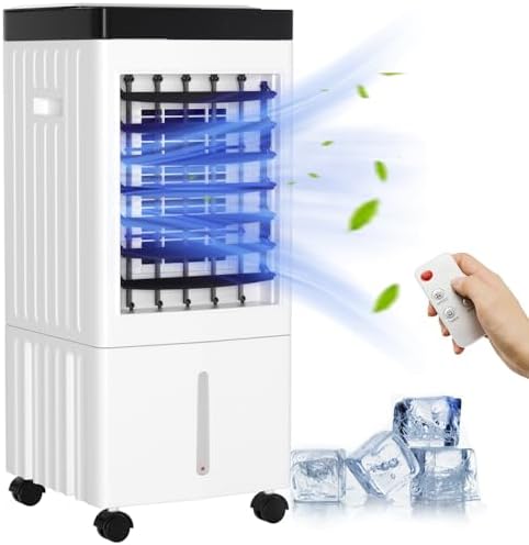 Portable 10L Evaporative Air Conditioner 3-IN-1 Evaporative Cooler w/Remote Control Fan & Humidifier Fit For Couch, bed, workspace, breakfast nook