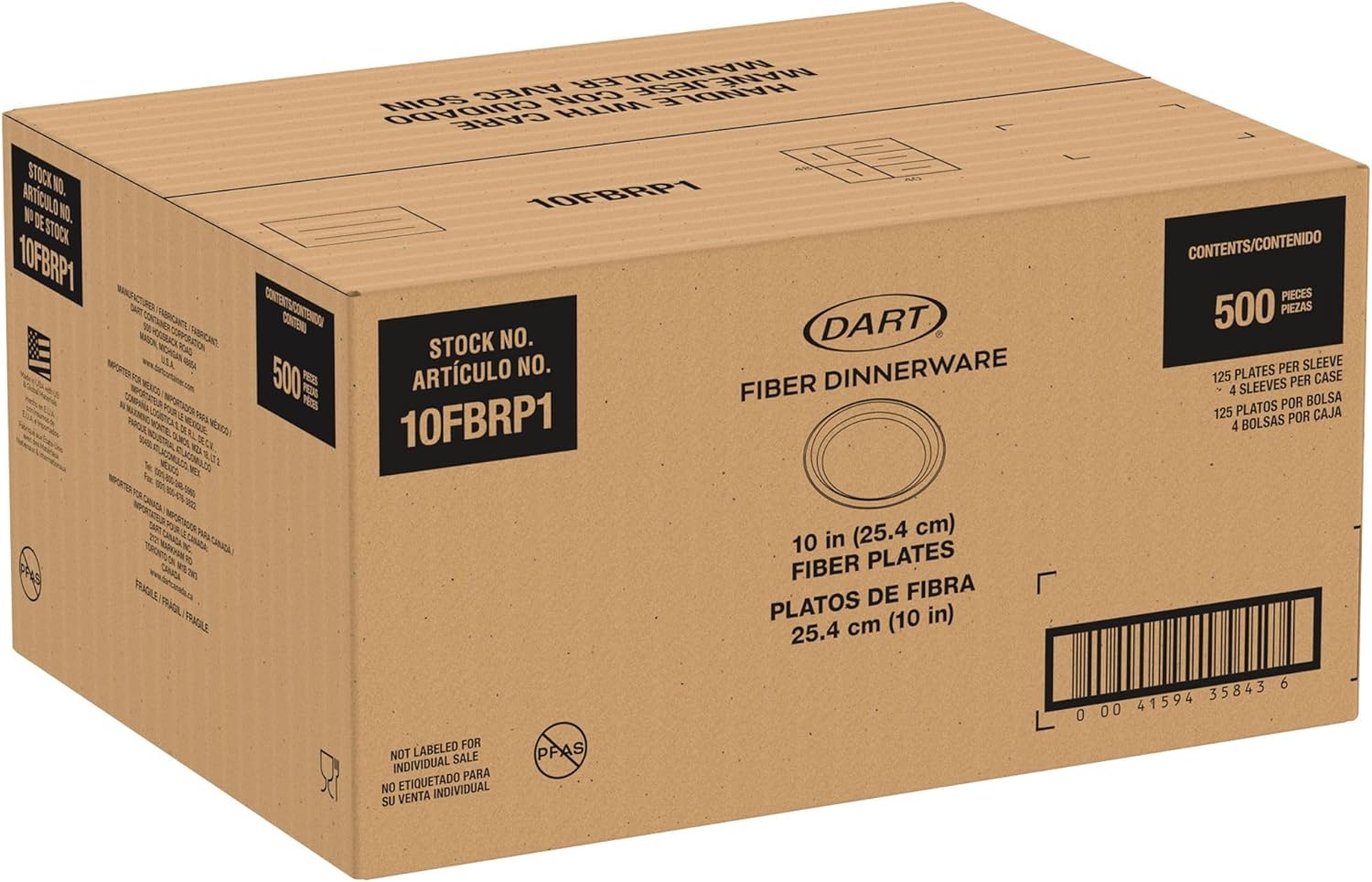 Dart 10FBRP1 10.2 in. Diameter ProPlanet Seal Compostable Fiber Dinnerware Plate - Natural (500/Carton)