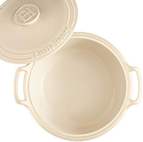 Emile Henry Made in France SUBLIME Ceramic 6 qt. Round Dutch Oven, Crème