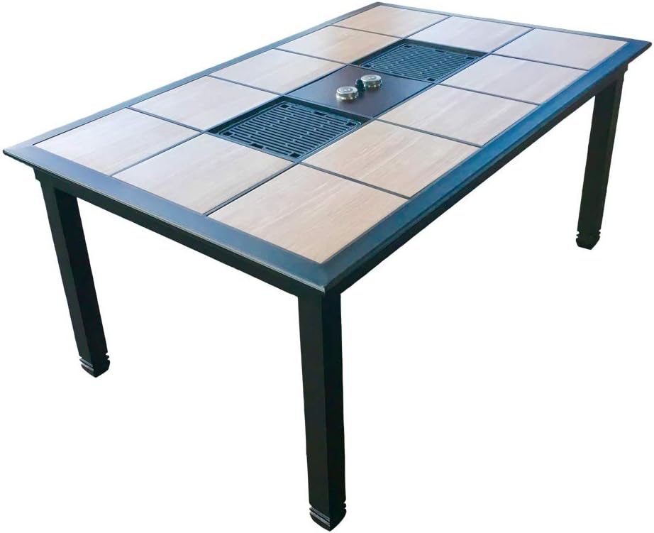 Korean BBQ Table Grill | Korean BBQ | Raclette Style Outdoor Patio Table | Infrared Propane Grill | Fire Pit table | *No Tile Included*