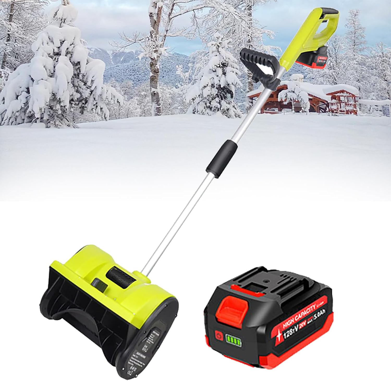 Electric Snow Blower, Rechargeable 20V/4.0Ah High Power Electric Snow Shovel, Snow Break Home Use Snow Plow, Shovel 13.2