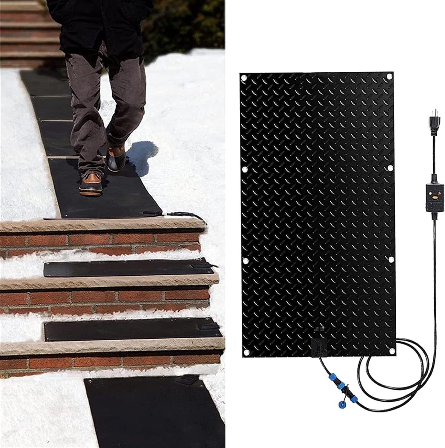 Snow Melting Mat, Heating Snow Removal Mat, Anti-Slip Stair Heating Mat, Outdoor Heated, for Winter Entrances (Color : 6 Pack, Size : 10inx30in)