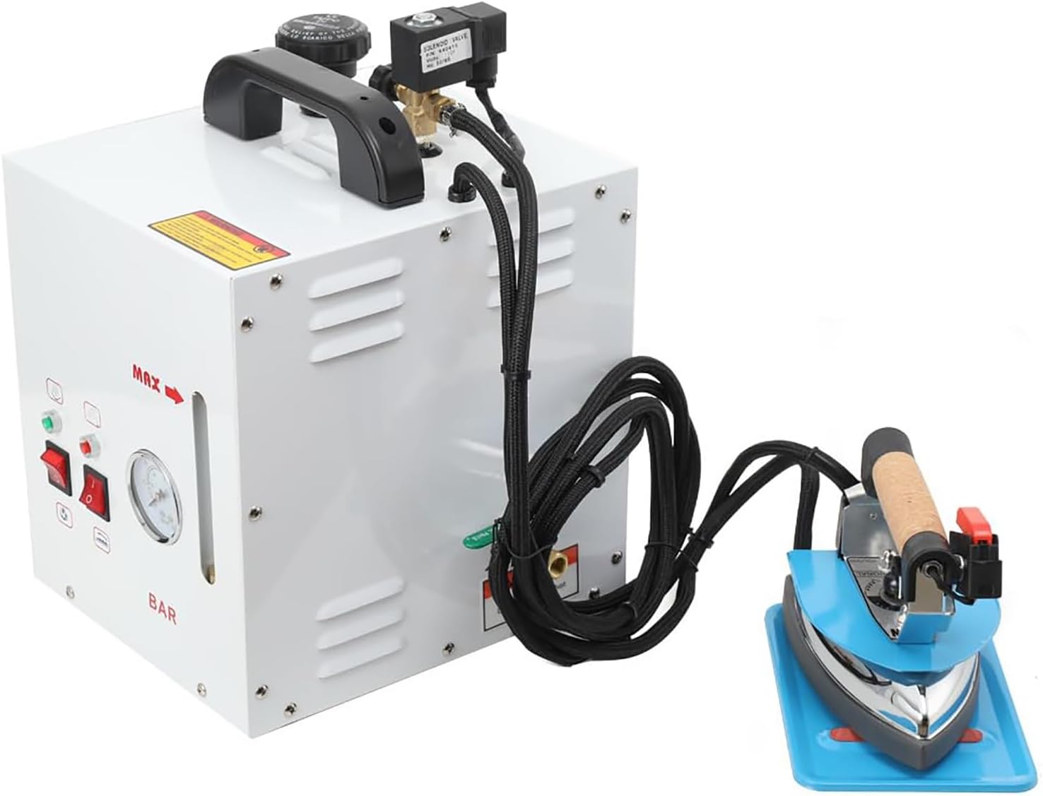 Professional 1600W Industrial Iron Station - Stainless Steel Clothes Steamer with 4L Tank, Adjustable Temperature, Handheld Steam Boiler & Pressure Gauge for Laundry & Clothing Stores