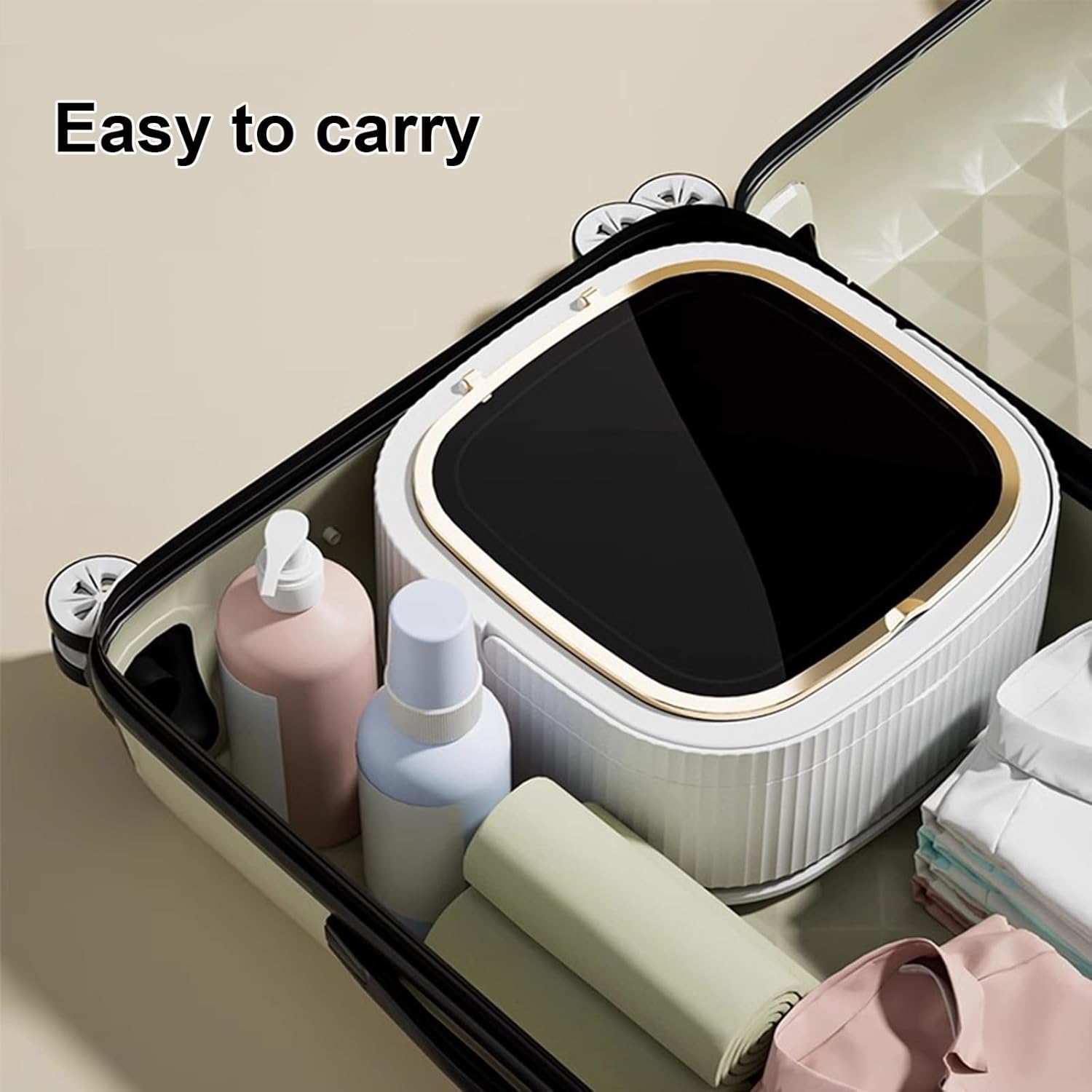 Portable Mini Washing Machine, 16L Small Foldable Washer with Dehydration, Large Capacity Folding, for Baby Clothes Socks Underwear, Apartment Dorm Camping Travel(Brown)