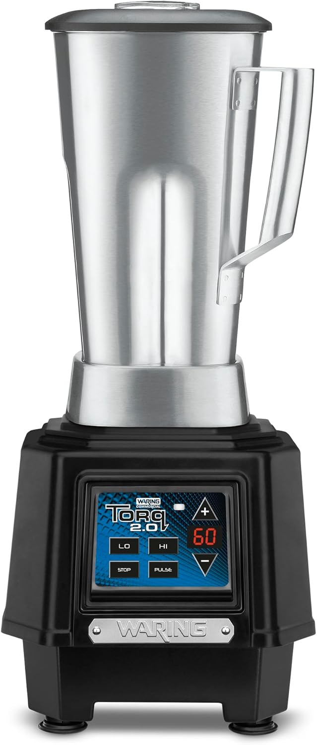 Waring Commercial TBB160S6 TORQ 2 Horsepower Blender, Electronic Keypad with 60-Second Countdown Timer and a 64 oz. Stainless Steel Container, 120V, 5-15 Phase Plug