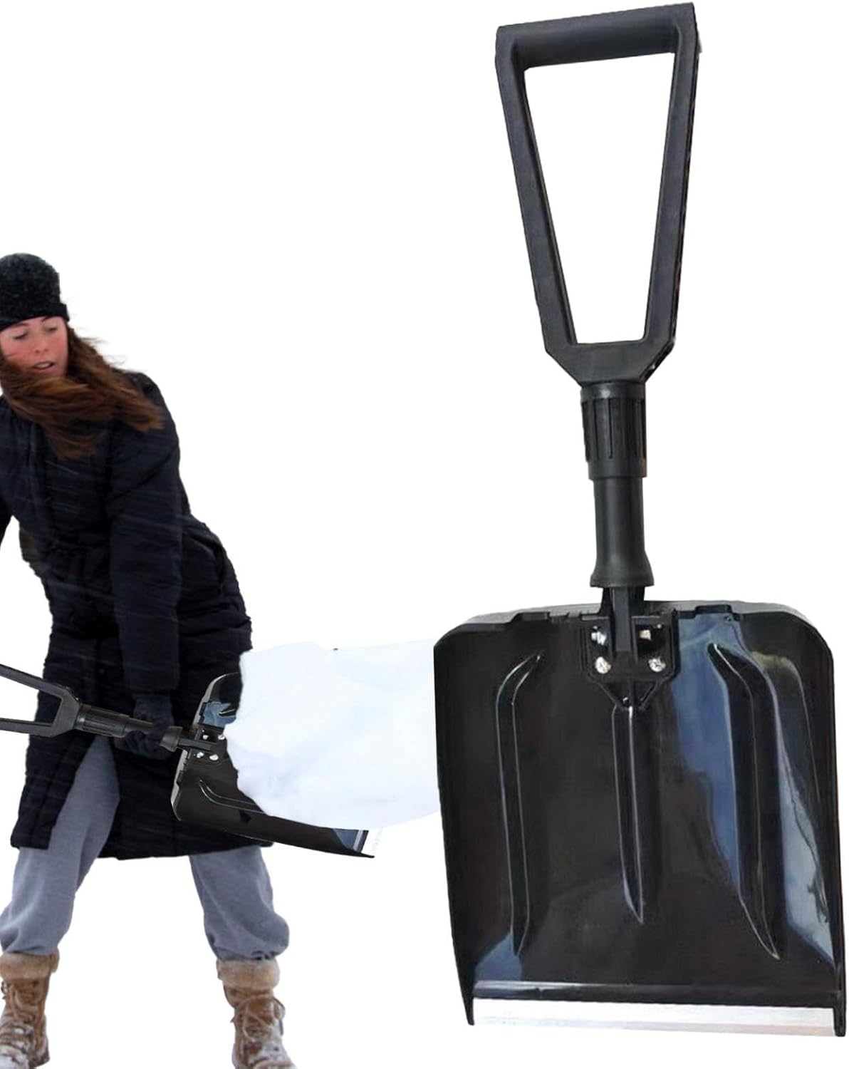 Snow shovel,Folding Snow Shovel for Car, Folding Snow Shovel, High Performance Snow Shovel, Sand Shovel, Multifunctional Food Shovel, Cleaning Tool for Camping, Gardening, Driveway, Parking black(Blac