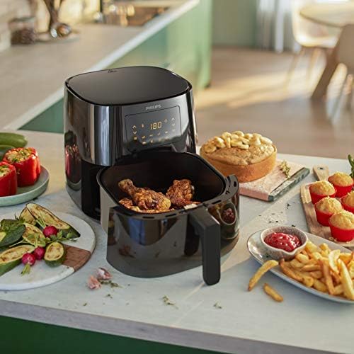 Philips Essential Airfryer XL 2.65lb/6.2L Capacity Digital Airfryer with Rapid Air Technology, Starfish Design, Easy Clean Basket, Black, (HD9270/91)