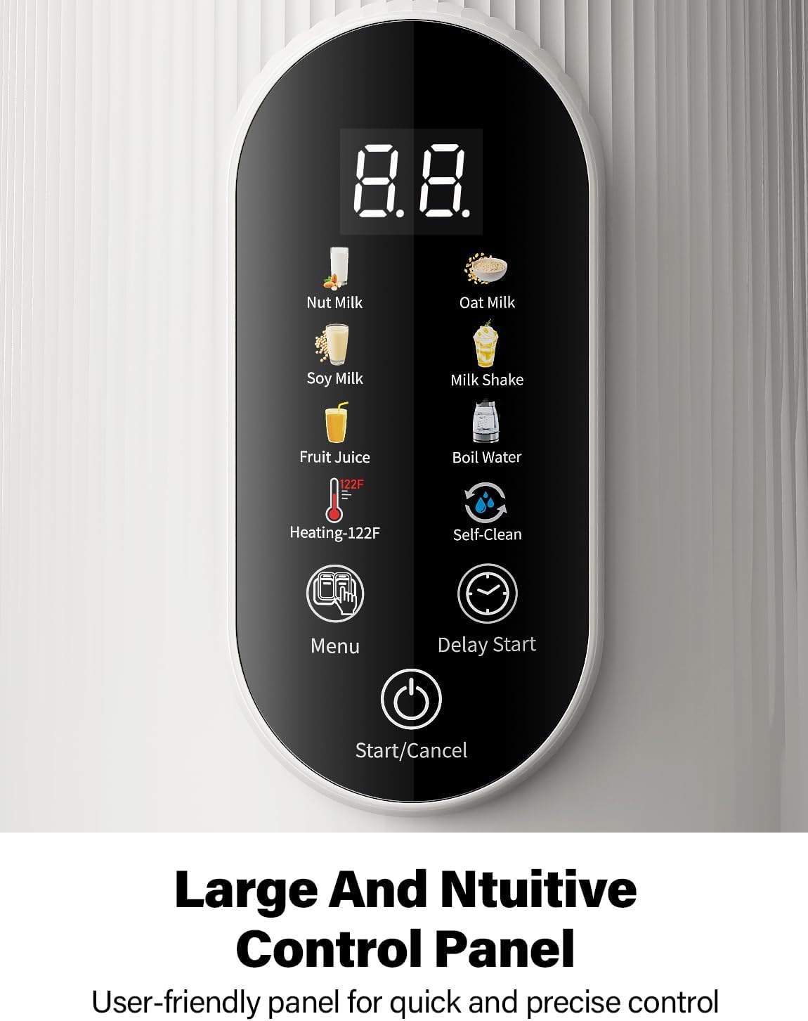 GDOR 42oz Smart Nut Milk Maker, 9-in-1 Plant Milk Machine for Almond, Oat, Soy, Juice & Smoothie, Large Touch Display Blender with Keep Warm, Boil Water, 12H Delay and Self-Cleaning