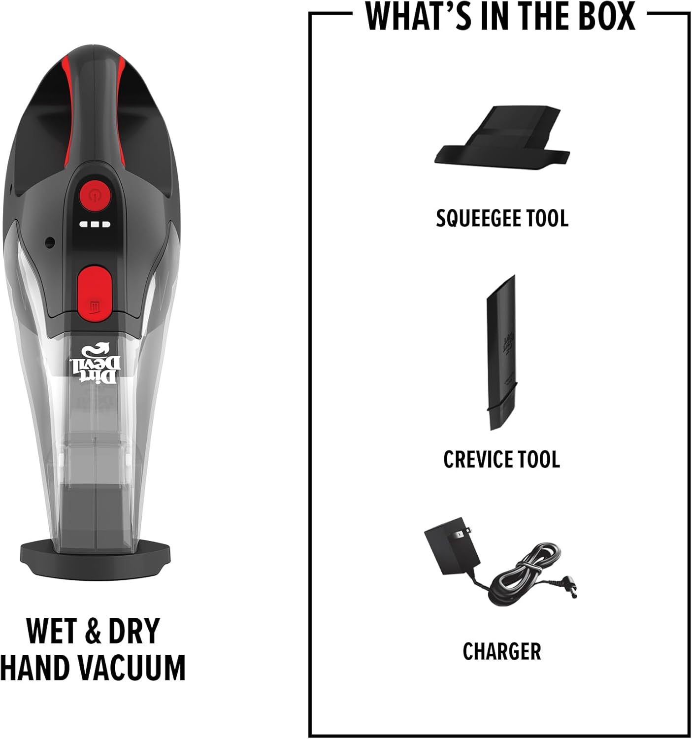 Dirt Devil 16V Cordless Handheld Vacuum Cleaner, Powerful Suction, Lightweight, Hand Vac for Wet and Dry Pickups, Includes Crevice Tool and Rechargeable Battery, Portable Vacuum Cleaner