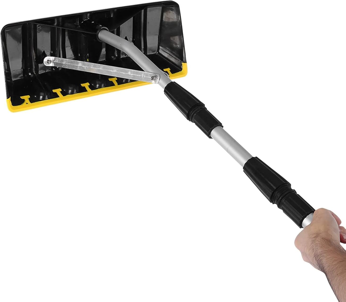 Snow Rake 21ft Telescopic Roof Rake Roof Snow Rake, Extension Light Weight Aluminum Rake, Snow, Wet Leaves, Debris Removal Tool,Safe and Labor-Saving,6.5Ft-21Ft (Color : Black)