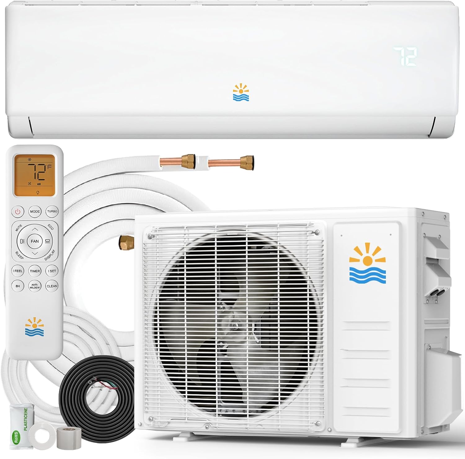 Mini Split Air Conditioner - 11500 BTU Ductless Mini Split Ac/Heating System, 115V 17 SEER2, Precharged Inverter Split AC Unit with Heat Pump System, 750 Sq. Ft, R32 with Installation Kit