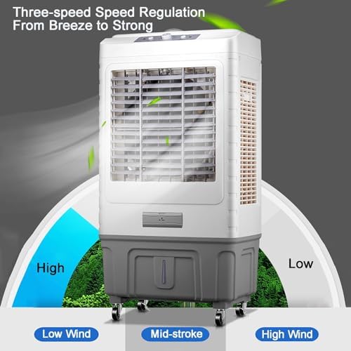 Evaporative Air Cooler Portable Air Conditioner, Fan Cooler with 120° Oscillating, 3 Wind Speeds, Evaporative Cooler for Outdoor Indoor Use(Size:102cm/55L)