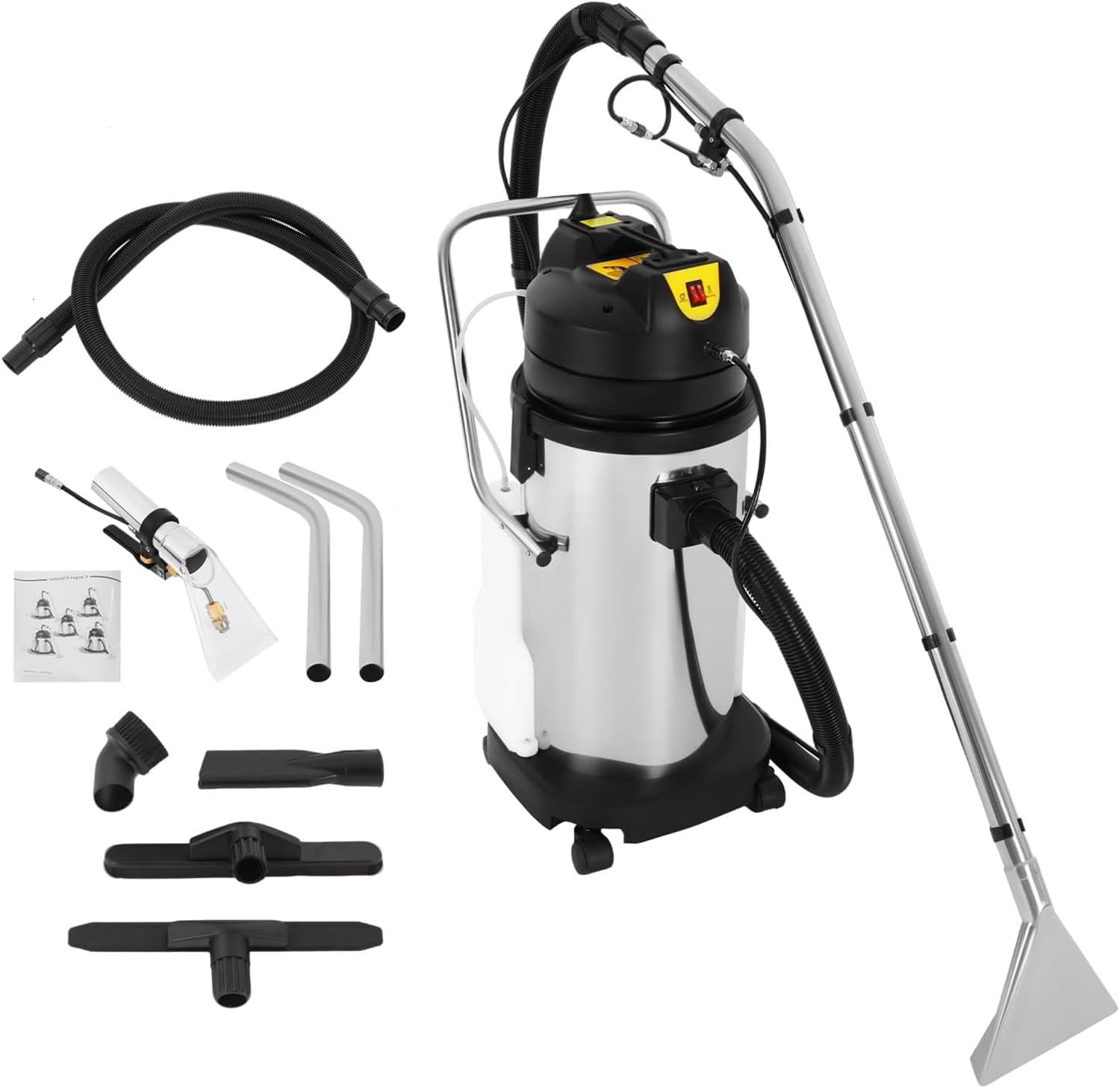 40L/11Gal Commercial Carpet Cleaner Machine,4 Wheels,Extractor Vacuum Washing Machine,3 in 1 Multi-Purpose Portable Carpet Sofa Curtain Cleaner Vacuum Cleaner,with 22.97ft Cord(Two Packages)