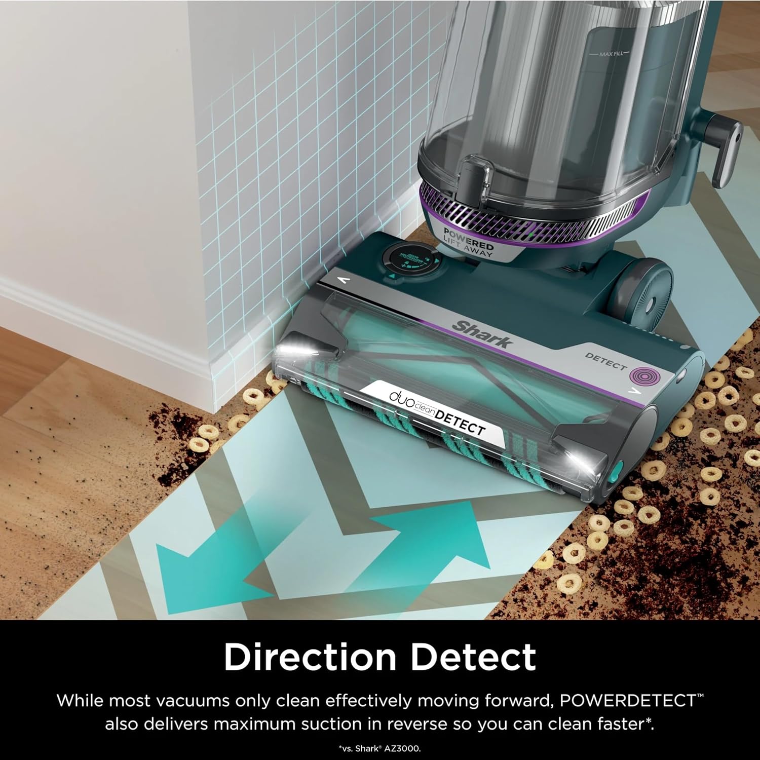 SHARK AZ4000 POWERDETECT Upright Vacuum Cleaner with DuoClean Technology, Odor Neutralizer Technology, Powered Lift-Away, Self Cleaning Brushroll, Anti-Allergen Complete Seal, XL Dustcup (Renewed)