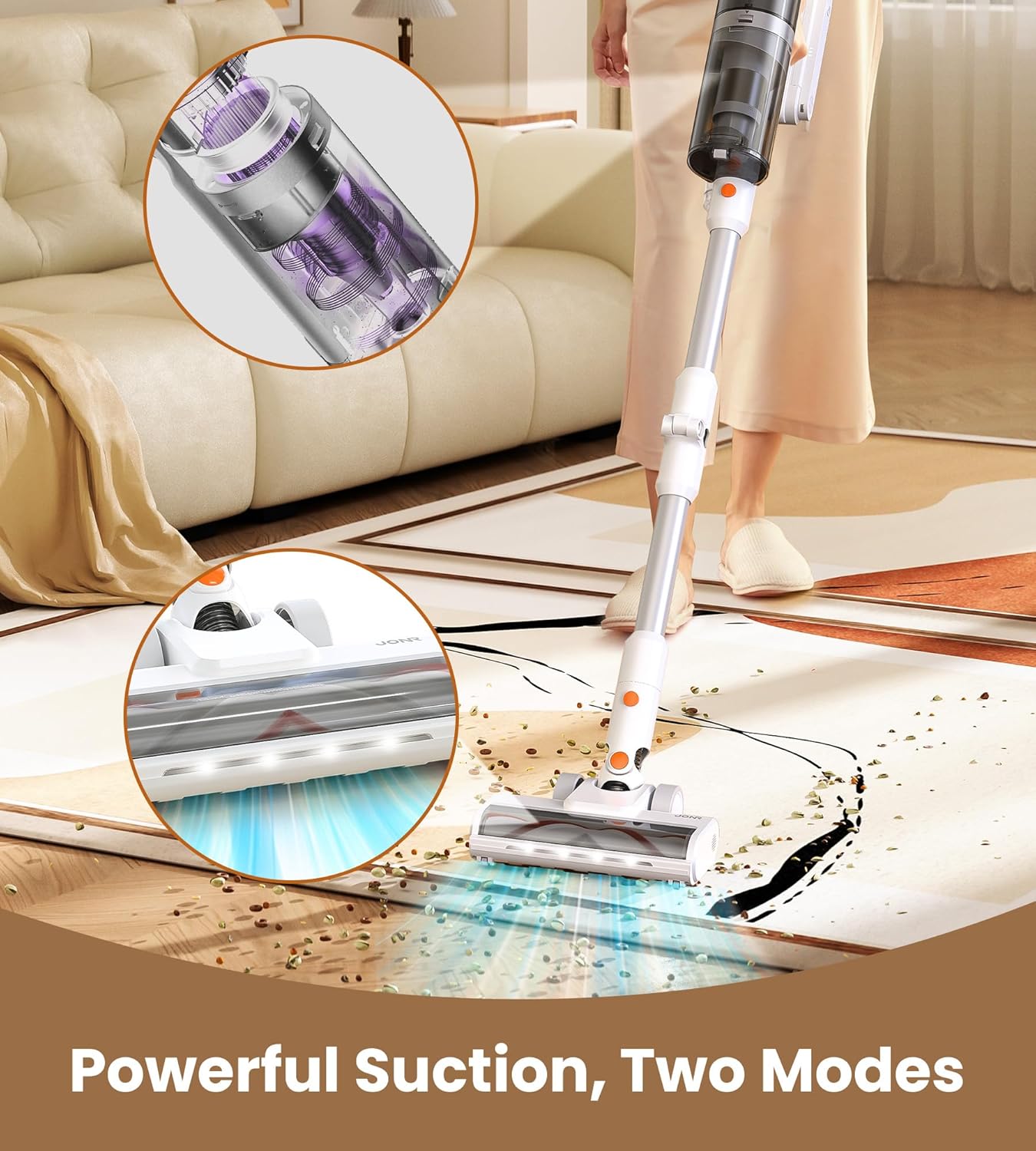JONR VC08 Pro Cordless Vacuum Cleaner with Auto-Empty Station Powerful Suction, 2.5L Large Dust Bag, 3 in 1 Clean Staion, Rechargeable, Stick Vacuum for Pet Hair, Carpets & Hardfloor