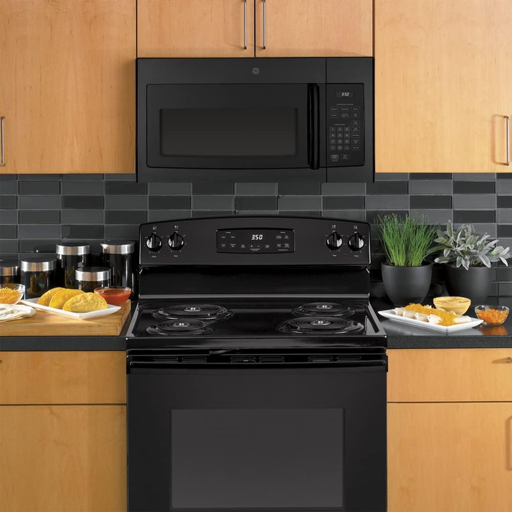 GE JVM3160DFBB 1.6 Cu. Ft. Over-the-Range Microwave Oven Black Bundle with 2 YR CPS Enhanced Protection Pack