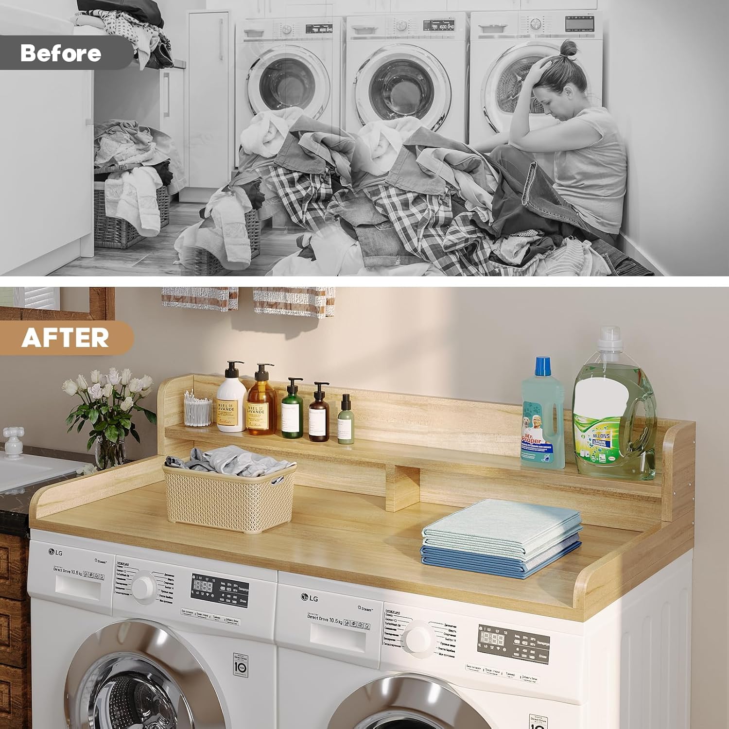 2-Tier Washer Dryer Countertop with 2.75