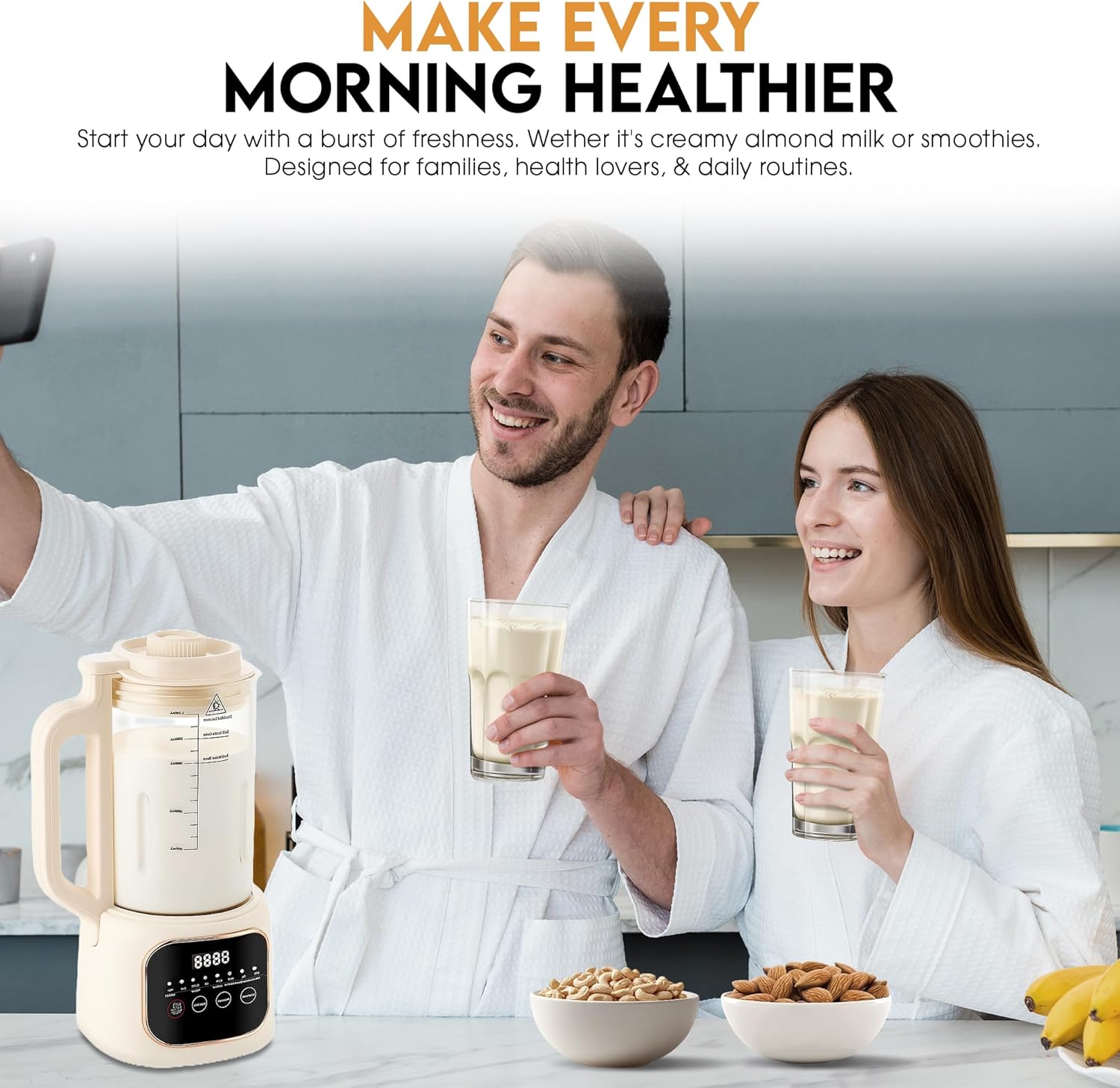 Nut Milk Maker Machine, 54oz, 11-in-1, 7 Extra Accessories, Oat & Soy Milk Maker with 20 Blades, Soybean Milk Maker, Almond Milk Maker, Soymilk Machine Maker, Nutmilk Maker Machine