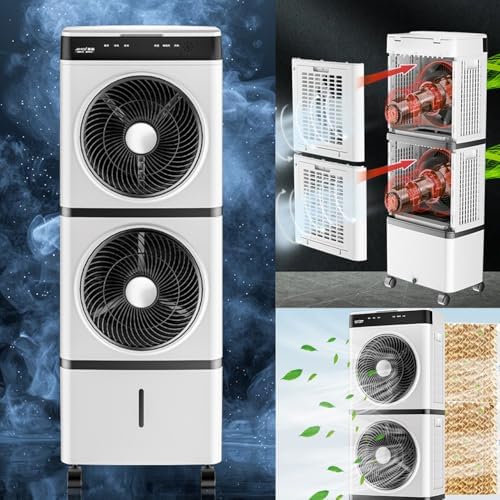Portable Cooling Fan ,Evaporative Air Cooler, Swamp Cooler with Remote; 12H Timer,3 Speeds, Air Conditioners for Bedroom, Living Room, Office; Tower Fan thats Blow Cold Air for Home(65cm(25.59in))