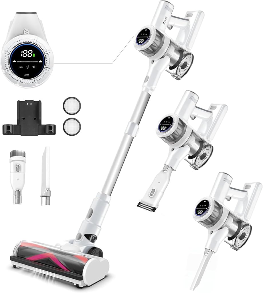 Cordless Vacuum Cleaner, 600W 55Kpa 70Mins Stick Vacuum Cleaners for Home, AUTO Dust Detection/LED Touch Display, Rechargeable Wall Mount, Wireless Handheld Vacuum for Pet Hair/Carpet/Hard Floor