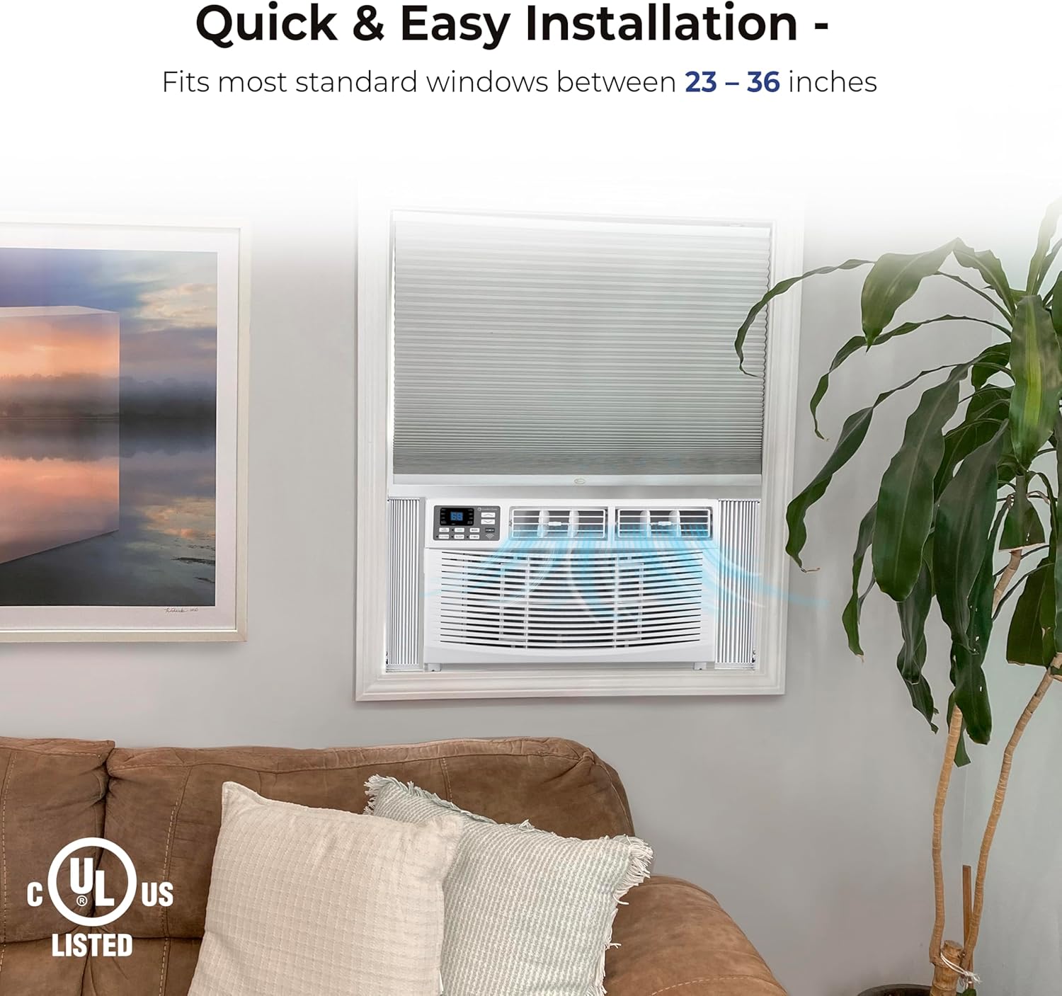 Comfort Zone Window Mounted Smart Wi-Fi Room Air Conditioner with Remote Control, 10,000 BTU, Digital Display, 4 Speed Settings, 4 Mode Settings, 24-Hour Timer, Sleep Setting, and Eco Mode, CZ12759