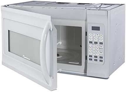 Impecca 1.6 cu. ft. Over-the-Range 30” Microwave Oven 1000 Watts, with Surface Light, 2 Speed Vent System, Touchpad Controls, Digital Clock, Timer, LED Display and Child Lock, White